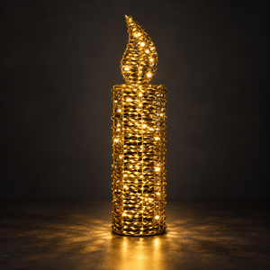 Bougie à LED dorée à piles avec lumière <span class=keywords><strong>blanc</strong></span> chaud et silhouette de flamme pour la décoration de table de Noël - Product Image 5