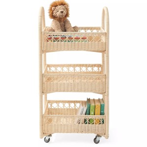 Carrito de Almacenamiento con Ruedas de Mimbre – Organizador de 3 Niveles con Ruedas para Cocina, Baño y Almacenamiento en el Hogar, Organización Funcional del Hogar - Product Image 3