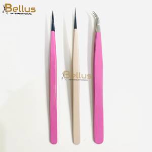 Juego de Pinzas para Extensión de Pestañas Bellus International de Acero Inoxidable de Alta Calidad con Punta Suave, Agarre Perfecto, Herramienta Profesional para - Product Image 3