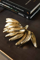 Sculpture de feuille tropicale en métal doré de luxe, presse-papiers, décoration de table basse, accent décoratif - Artisanat Ali, Exportation Indienne