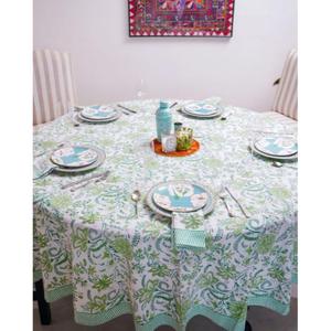 Floral Handblock Printed Cotton Customizable Handmade Tablecloth Simple Style Eco-Friendly Durable Washable Home Dining <b>Cover</b> - Product Image 3