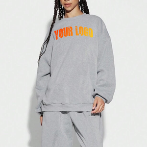 Ensemble sweat-shirt et pantalon de survêtement 100 % coton OEM, logo personnalisé, survêtement 2 pièces pour femme, motif uni, survêtement pour l'hiver, prix bas - Product Image 5