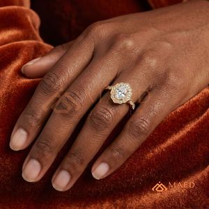 Bague de luxe en moissanite taille radiant pour femme, bijou de fiançailles doré, cadeau USA - Product Image 4