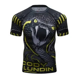 T-shirt de compression personnalisé pour entraînement MMA, 100 % polyester, vêtement de sport pour la gym et les arts martiaux, Rash Guard à séchage rapide, ajusté, avec logo - Product Image 4