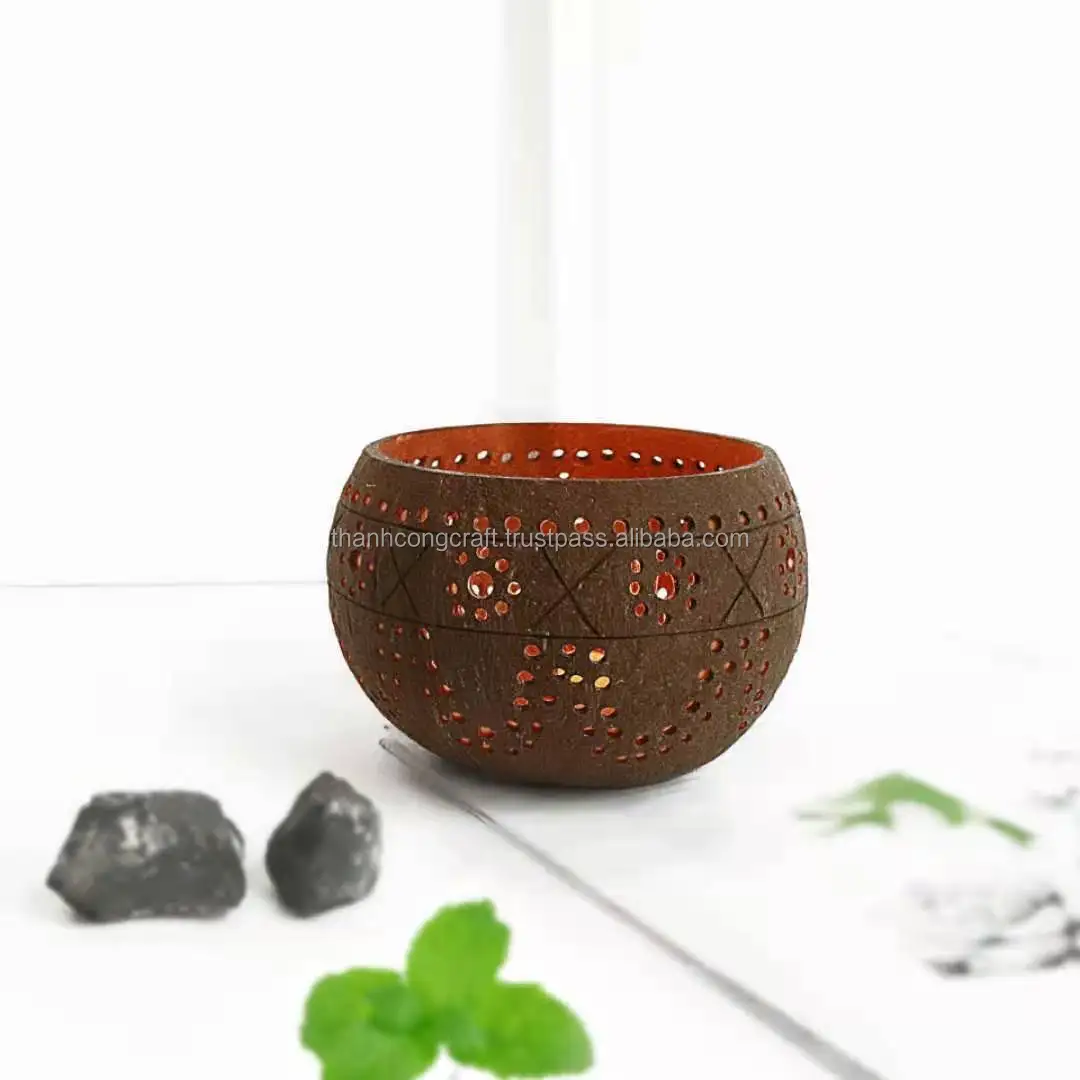 Hot seller Natural Handmade coconut tealight candle holder Coconut shell bowls
