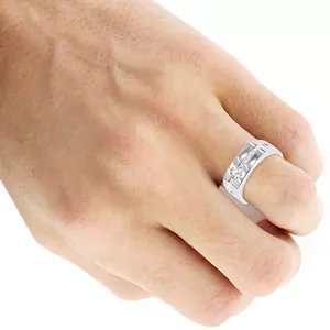 Bague pour homme EtherStar 0,55 carat en diamant de laboratoire, or massif, taille brillant rond, alliance de mariage à sertissage en canal, couleur E blanche, 18 carats, classique - Product Image 4
