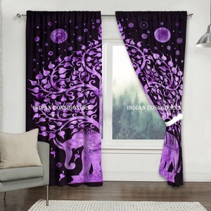 Animal Print Cotton Elephant Tree <b>Window</b> Door Curtain Tapestry Floral Bohemian Style 80x52" Indian Consigners - Product Image 4