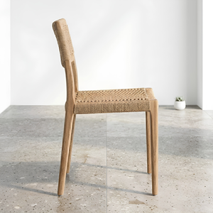 Luxury Solid <b>Teak</b> Wood Woven Rope Dining <b>Chair</b> Modern Handwoven Beige Side <b>Chair</b> for Garden Restaurant Hotel Outdoor Patio Decor - Product Image 3