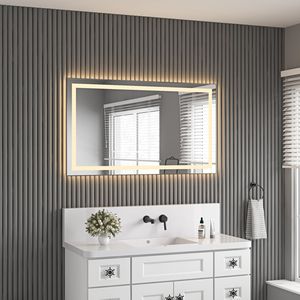 Specchio LED da Bagno 48 X 28 Pollici con Illuminazione Frontale e Posteriore, Montaggio a Parete, Cornice in Alluminio, Antiappannamento, Memoria, 3 Anni di Garanzia - Product Image 2