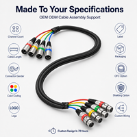 Kabel Patch Mikrofon OEM ODM Custom 4 Saluran 3 Pin XLR Male ke Female Berkode Warna 1m 2m 3m Kabel Snake XLR untuk Rekaman Langsung