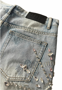 Shorts con Pedrería, Shorts de Algodón Premium para Streetwear, Servicio OEM, Logotipo Personalizado, Marca Privada, Proveedor Mayorista de Exportación - Product Image 5