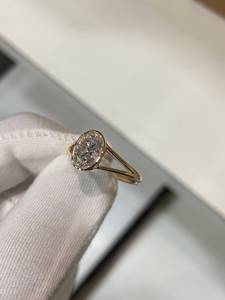 Handcrafted 2.2 CT Oval Moissanite <b>Ring</b> • <b>Split</b> Shank Dainty Wear Classic style Engagement <b>Ring</b> - Product Image 3