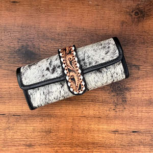 กระเป๋าเครื่องประดับม้วนหนังวัวสำหรับผู้หญิงกระเป๋าเครื่องประดับพับได้มีซิปกระเป๋าใส่เครื่องประดับสำหรับสร้อยคอต่างหูแหวนจัดเก็บเครื่องประดับสำหรับเดินทาง - Product Image 3