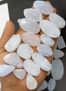Lote de Cabujones de Ágata Druzy Azul Natural al por Mayor, Piedras Sueltas Brillantes con Corte Ovalado y Efecto de Color para Fabricación de Joyas - Product Image 4