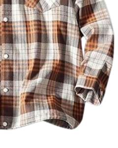 Camisa a cuadros informal para hombre, color marrón beige, de algodón y poliéster, manga larga, con botones, para venta al por mayor, proveedor OEM para exportación. - Product Image 6