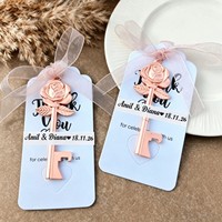 Décapsuleurs en métal en forme de rose pour souvenirs de mariage personnalisés en gros, cadeaux pour invités, faible MOQ