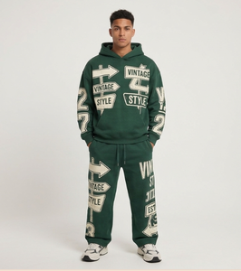 Conjunto de Sudadera con Capucha Morada para Hombre, Estampado de Letras, Ropa Deportiva, Chándal a Juego - Product Image 2