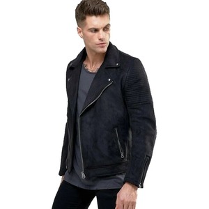 Men Black Pure <b>Suede</b> Leather Motorcycle <b>Jacket</b> - Product Image 4