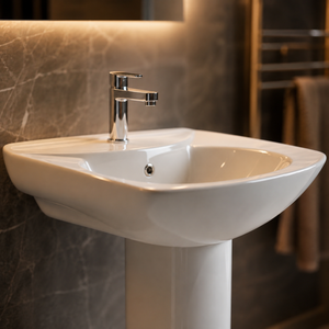 Lavabo sur pied Orbit moderne, écologique, entièrement en céramique cristallisée, usage commercial, garantie 5 ans, bureau, hôpital, appartement - Product Image 3