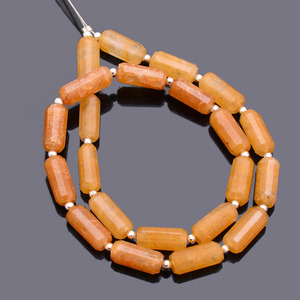 Perles de jade naturel jaune facettes en forme de tube, 4x10mm-5x12mm, pierres semi-précieuses, forme cylindrique fantaisie, pour bijoux. - Product Image 5