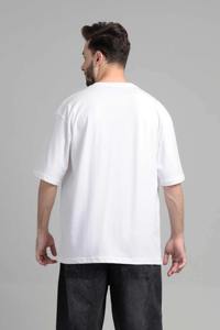 Camiseta Blanca Oversize para Hombre con Hombros Caídos, Ajuste Holgado, Cuello Redondo, Manga Corta, Algodón Grueso Premium, Estilo Casual Urbano, Camiseta Lisa - Product Image 5