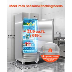 Frigorifero Commerciale Verticale in Acciaio Inox da 29 Pollici con Porta Singola, 22 Cu.Ft, Sbrinamento Automatico - Product Image 4
