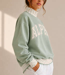 Wholesale TBSIGMA Greek Sorority Women <b>Mock</b> Neck Sweatshirt Custom Chenille Embroidery Cotton Fleece Pullover - Product Image 2
