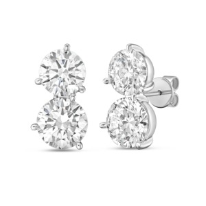 3 CT Simulated <b>Emerald</b> Cut Mixed Diamond <b>Stud</b> Dangle <b>Earrings</b> 18K Gold Plated IGI Certified Luxury Modern Geometric Party Gift - Product Image 1