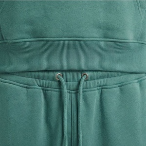 Ensemble de survêtement unisexe vert à capuche, couleur unie, en coton, sweat-shirt décontracté et pantalon de jogging, longueur intégrale, avec cordon de serrage et poches, pour l'automne - Product Image 5