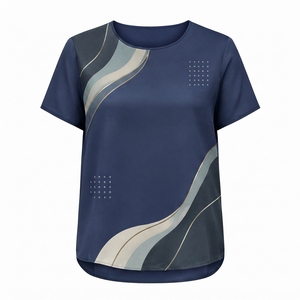 Vente en gros de t-shirts pour femmes de haute qualité, nouveau design, motif uni, vêtements d'été, manches courtes, col rond, anti-rides, service OEM - Product Image 2