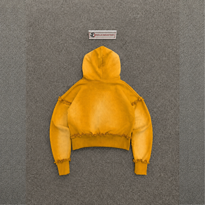 Sweat à capuche oversize imprimé artistique doré en coton French Terry avec logo imprimé sur le devant, style urbain, lavage vintage, pour l'automne - Product Image 6