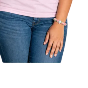 Pink Green and Silver Rhodonite <b>Beaded</b> <b>Bracelet</b> with Rhinestone Spacers Stretch Fashion Jewelry Gift Accessory Women - Product Image 5