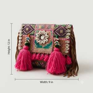 Bolso de Hombro de Macramé Tribal Vintage Hecho a Mano por los Banjara, Bolso Tipo Tote Étnico Tradicional Bohemio Indio, Resistente al Agua - Product Image 3