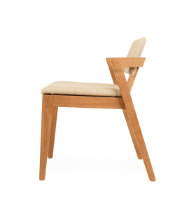 Modern Scandinavian Wooden <b>Dining</b> <b>Chair</b> With Linen Upholstery And Armrests Indonesian furniture Home furniture - Product Image 4