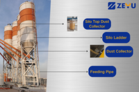 Silo de stockage de ciment en poudre modulaire boulonné portable de 300 tonnes pour l'expédition de conteneurs, avec dépoussiéreur pour centrale à béton