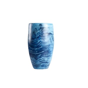 Vase décoratif moderne en résine écologique marron rouille de forme irrégulière pour usage intérieur/extérieur, pot de fleurs brillant pour terrasse et jardin - Product Image 3