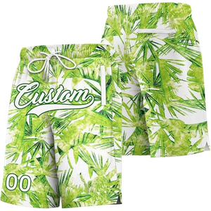 Shorts de bain personnalisés pour hommes, séchage rapide, motif feuille de palmier, taille à cordon, vêtements de sport décontractés - Product Image 2