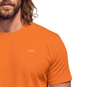 T-shirt décontracté à col rond et manches courtes pour homme, couleur orange, basique, uni, 100% coton, respirant, doux, confortable, coupe classique, été - Product Image 3