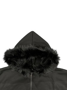 Sudadera con Capucha Negra para Hombre, con Cierre, Ribete de Piel Sintética, 100% Algodón, Forro Polar, Impresión Digital, Secado Rápido, Transpirable, Ropa Casual de Invierno - Product Image 3