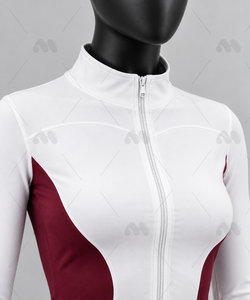 Ensemble de yoga pour femme : Leggings taille haute longs et haut à col roulé à manches longues, 2 pièces en polyester avec fermeture éclair et bretelles non convertibles - Product Image 4