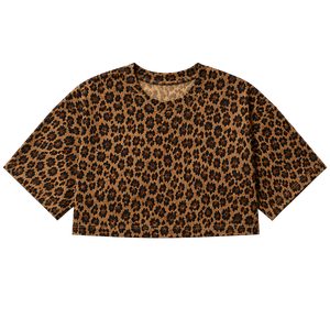 2026 Trendy Leopard Print Crop <b>Top</b> T-Shirt Crew Neck Short Sleeve Women's Shirts Boxy Fit Cheetah Animal Print Summer Streetwear - Product Image 6