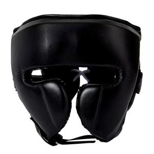 Ensemble de protection pour arts martiaux GOLDEN WAVE ENTERPRISES : Gants de boxe en cuir noir respirant, protège-tête et protège-glandes pour l'entraînement - Product Image 4