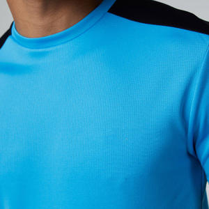 OEM ODM Conjunto de Camiseta Deportiva Azul para Hombre de la Mejor Calidad con Detalles Negros, Cuello Redondo, Secado Rápido, Tejido de Poliéster, Ropa de Verano al por Mayor. - Product Image 4