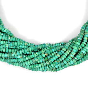 Cuentas Rondelle facetadas de turquesa de Arizona natural, cuentas de turquesa de 4mm para la fabricación de joyas - Product Image 1
