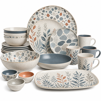Collection de vaisselle décorative en mélamine bleue et blanche imprimée pour restaurant, hôtel, banquet, buffet, maison