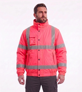 custom reflective hooded safety jacket men <b>neon</b> pink <b>orange</b> tape workwear waterproof windproof warm padded winter work coat <b>top</b> - Product Image 5