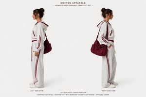 ONETEN APPARELS <b>Women's</b> Maroon <b>White</b> Striped 2 in 1 Lightweight Full Sleeve Hooded Zipper Loose Fit <b>Joggers</b> Casual Sportswear - Product Image 4