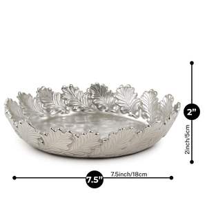 Plateau décoratif en métal avec motif feuille d'argent pour table centrale, salle à manger, décoration intérieure - Product Image 2