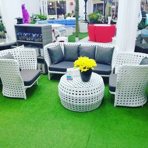 Ensemble de jardin en poly rotin mobilier d'extérieur pour salle à manger de jardin atelier d'hôtel plage-cadre en aluminium tissu osier salon - Product Image 4