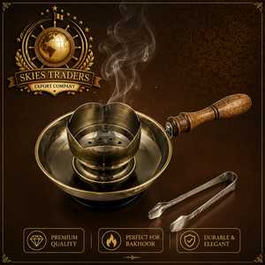 Antique Bronze Bakhoor Burner Vintage Brass Incense Holder Metal Oud Censer With Wooden Handle Charcoal Frankincense Burner - Product Image 1